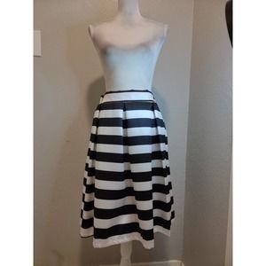 Choies black & white striped full midi skirt